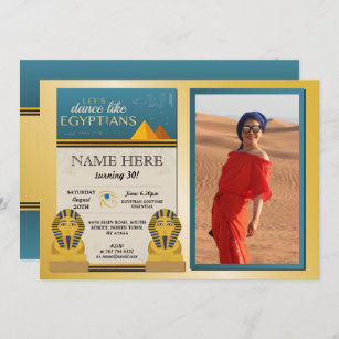 Convites Foto Dourado dos Pharaohs do aniversário egípcio