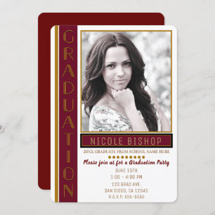 Convites Foto Dourado marrom moderna do formando da festa