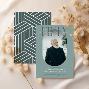 Convites Foto e assinatura modernas Oval 50º aniversário