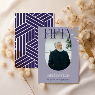 Convites Foto e assinatura modernas Oval 50º aniversário