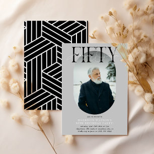 Convites Foto e assinatura modernas Oval 50º aniversário