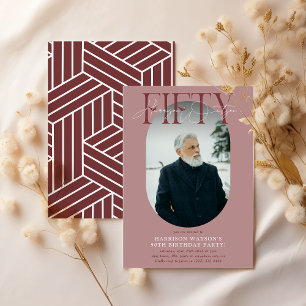 Convites Foto e assinatura modernas Oval 50º aniversário