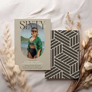 Convites Foto e assinatura Oval do na moda 60º aniversário