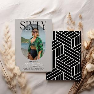 Convites Foto e assinatura Oval do na moda 60º aniversário