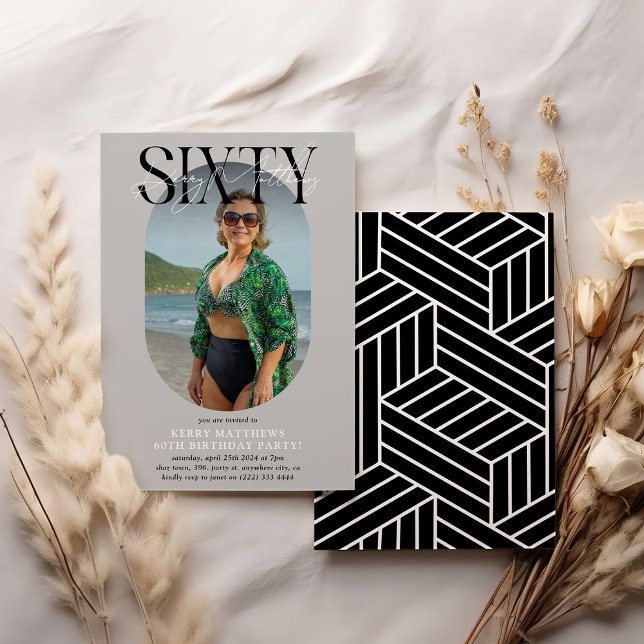 Convites Foto e assinatura Oval do na moda 60º aniversário (Criador carregado)