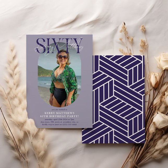 Convites Foto e assinatura Oval do na moda 60º aniversário (Criador carregado)