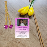 Convites Foto e brilho cor-de-rosa Doce Dezesseis<br><div class="desc">Um brilho rosa moderno e chic caindo do lado em um fundo de gradiente rosa. Excelente para uma festa divertida e elegante. Adicione sua foto.</div>
