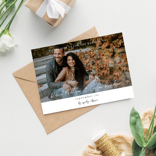 Convites Foto e caligrafia 14 Mod Casamento Horizontal V2 (Criador carregado)