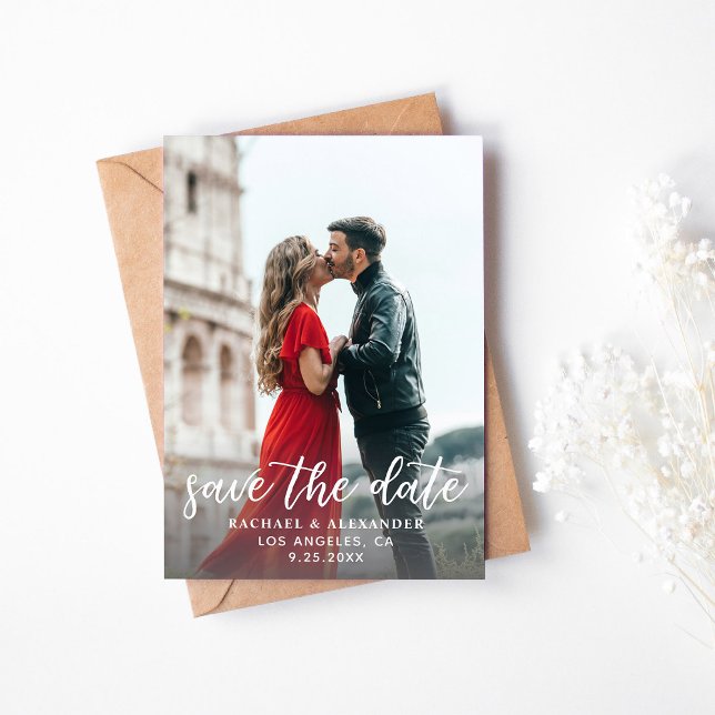 Convites Foto e caligrafia 2 Luz Verti Guarde a Data (Criador carregado)