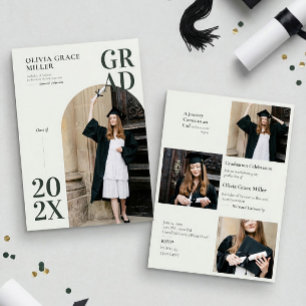 Convites Foto e Colagem de Graduação em Arco Verde Moderno 