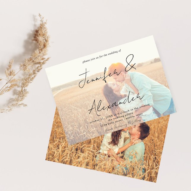 Convites Foto e nomes grandes Casamento horizontal de fotos (Criador carregado)