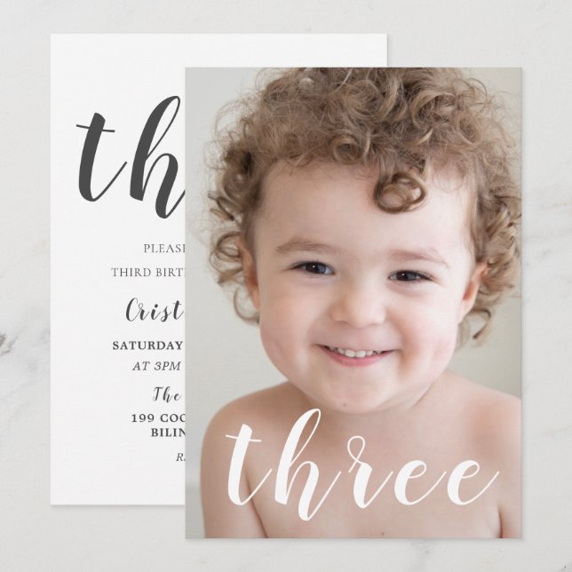 Convites Foto e script de aniversário de 3 anos de Belas Me (Frente/Verso)