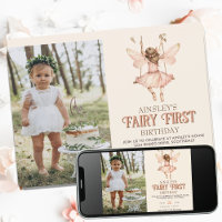 Foto editável Blush Pink Fairy First primeiro aniv