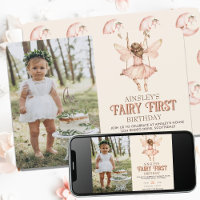 Foto editável Blush Pink Fairy First primeiro aniv