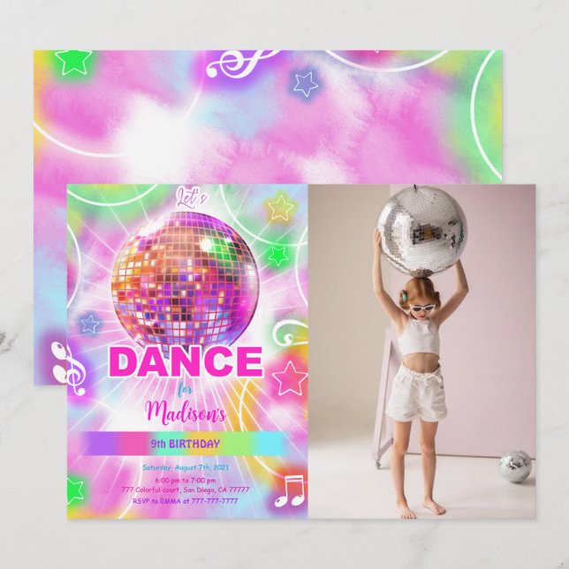Convites Foto Editável de Baile de Aniversário (Frente/Verso)