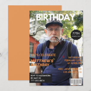 Convites Foto editorial de revista engraçada de aniversário