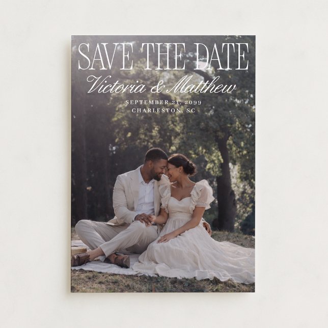Convites Foto Editorial Old Money para Save the Date (Criador carregado)