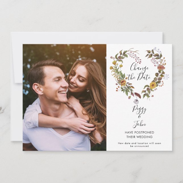 Convites Foto Elegante Alterar a Data Adiada Cancelada (Frente)