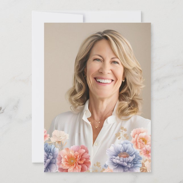 Convites Foto Elegante, cor-de-rosa, 50º aniversário (Verso)