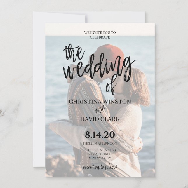 Convites Foto Elegante De Caligrafia (Frente)