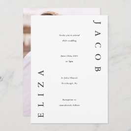 Convites Foto Elegante de Casamento Negro e Branco