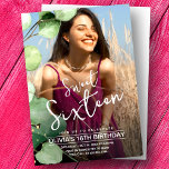 Convites Foto elegante do 16.º aniversário do décimo sexto<br><div class="desc">Procurando o convite perfeito para a sua festa do Sweet 16? Não olhe para além do nosso Green Modern Rustic Greenery Sweet 16 Party Photo Invitation. Com um design moderno e na moda com verde e folhagem, este convite é certamente uma declaração. O esquema minimalista de design e cor verde...</div>