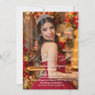 Convites Foto Elegante e minimalista Quinceañera