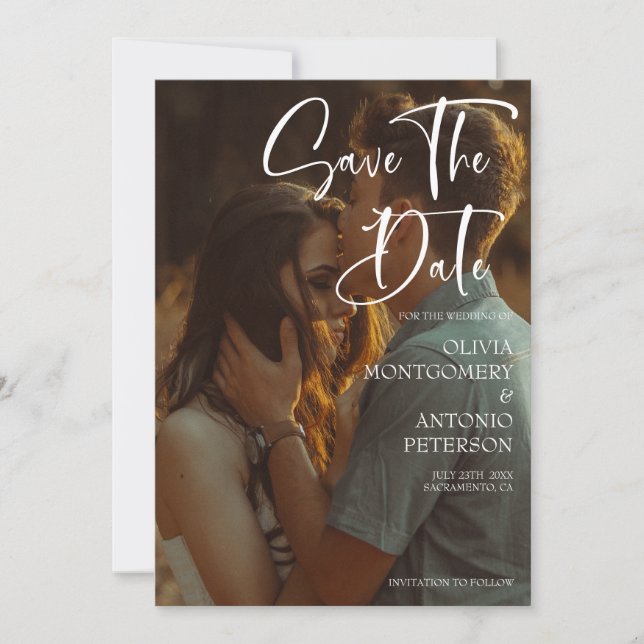 Convites Foto Elegante Moderna Salva A Data (Frente)