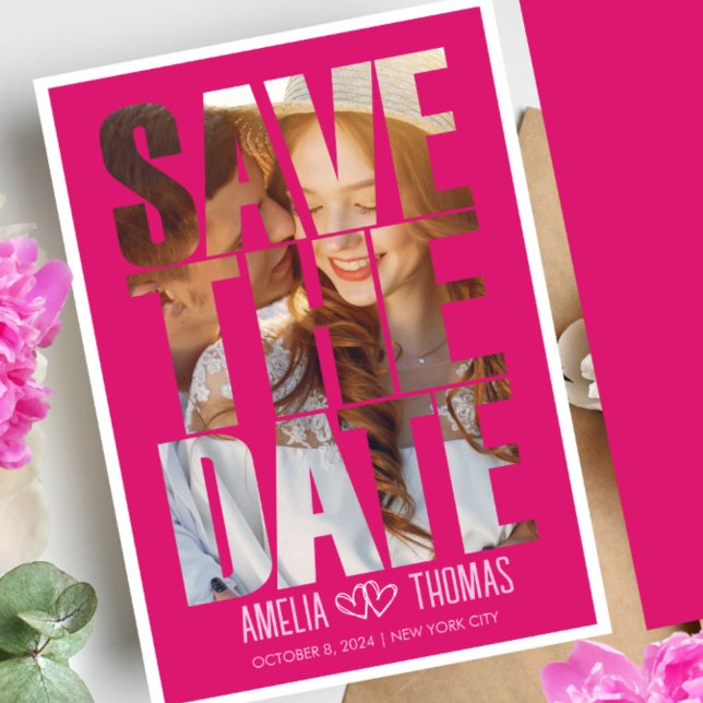 Convites Foto Elegante Moderna Salva o Casamento da Data (Criador carregado)