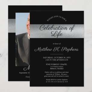 Convites Foto Elegante Preto    Celebração de prata da vi