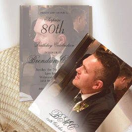 Convites Foto Elegante Simples de Aniversário do Homem 80