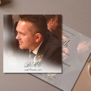 Convites Foto Elegante Simples de Aniversário do Homem 80