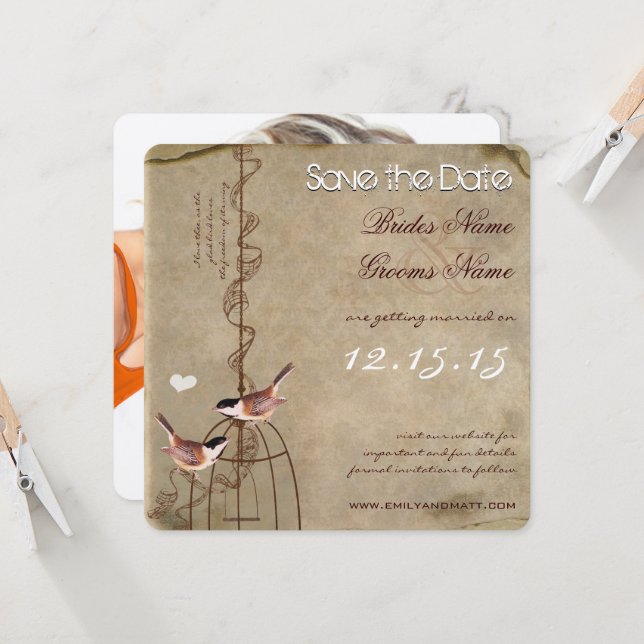 Convites Foto em Aniversário Traseiro Salvar a Data (Frente/Verso In Situ)