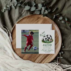 Convites Foto em aquarela de crianças de futebol em verde n