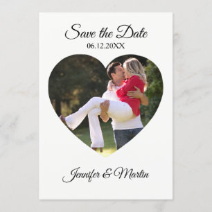 Convites Foto em forma de coração simples Salvar a data