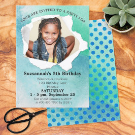 Convites Foto em forma de perfuração de papel Modelo de cor