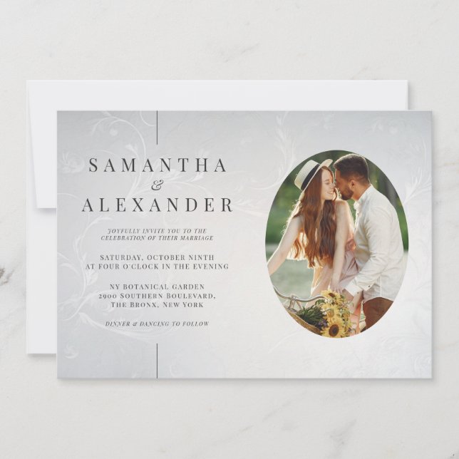 Convites Foto em Linha Moderna Elegante Código QR Casamento (Frente)