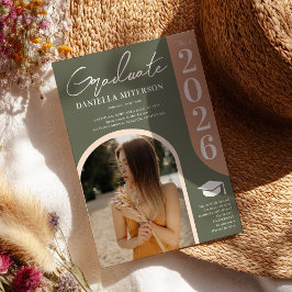 Convites Foto em negrito 2023 Graduação cor-de-rosa verde-a