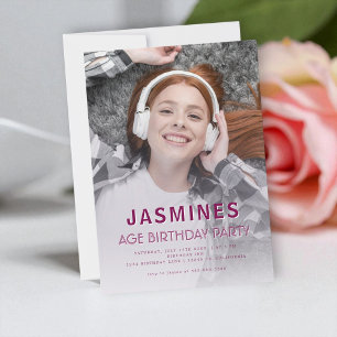 Convites Foto em negrito Púrpura Adolescente Nascido Trende