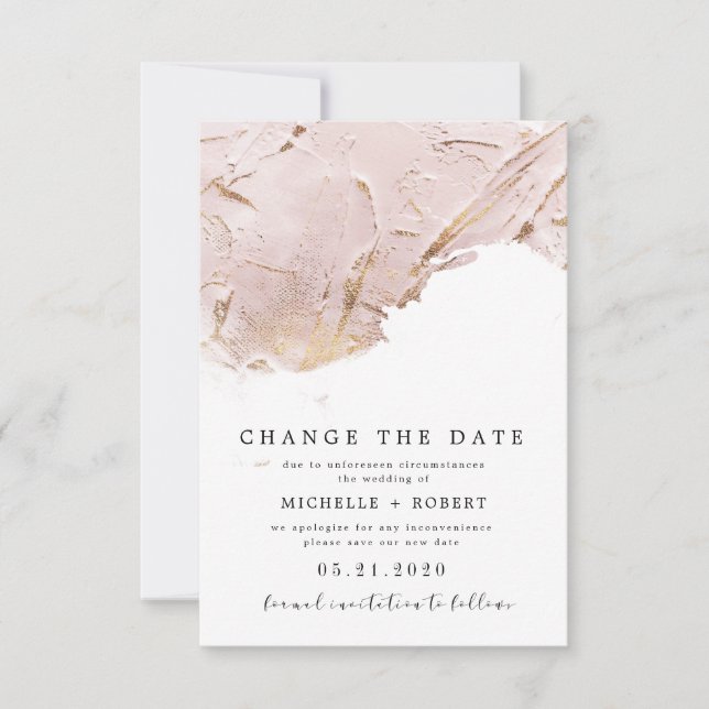 Convites Foto em rosa dourado texturizada Alterar a data (Frente)
