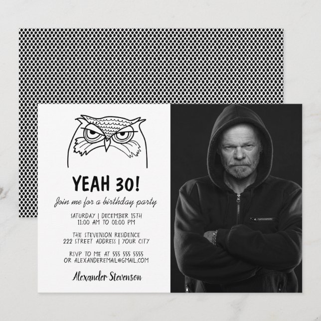 Convites Foto Engraçada de Aniversário de 30 anos (Frente/Verso)