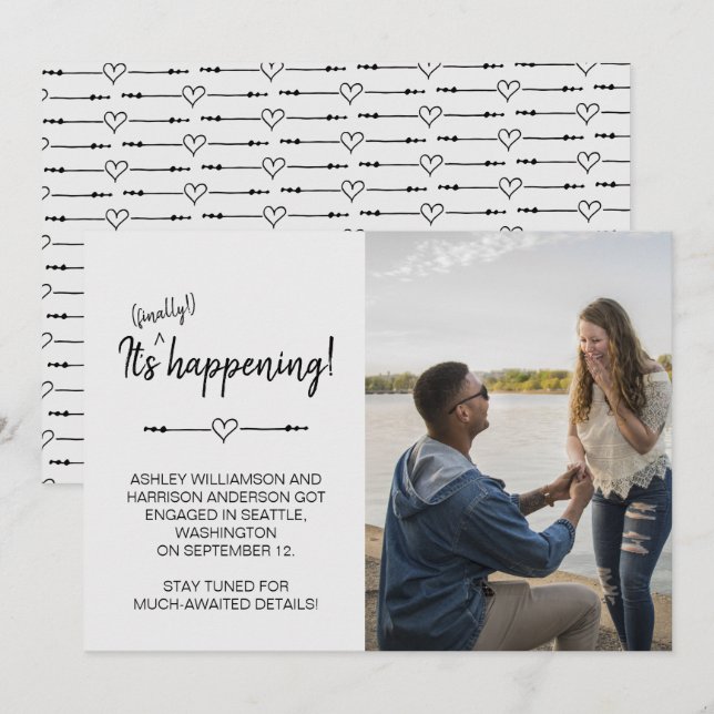 Convites Foto engraçada de noivado finalmente acontecendo  (Frente/Verso)