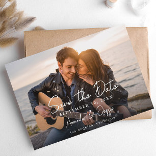 Convites Foto - Escrita à Mão Horizontal Save the Date 3