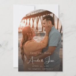 Convites Foto - Escrita manual Vertical Salve a Data 4 Arco