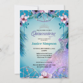 Convites Foto espanhola Quinceañera Drecher pink Inv