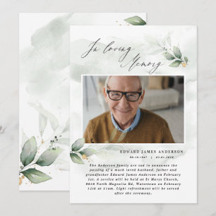 Convites Foto Eucalyptus elegante no funeral da memória am