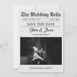 Convites Foto exclusiva de casamento de jornal Salvar o car
