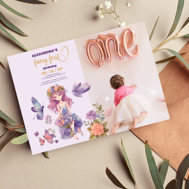 Convites Foto: Fada Primeira primeiro aniversario Encantada (Criador carregado)