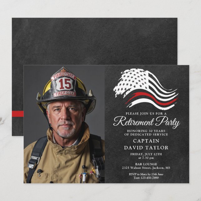 Convites Foto fina da linha vermelha do Partido de Aposenta (Frente/Verso)