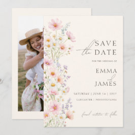 Convites Foto Florais Pastel Casamento Salve a Data
